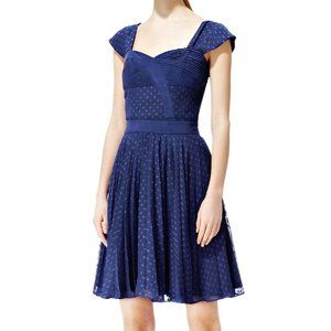 Reiss Melia Navy Blue Pleated Panel Dress